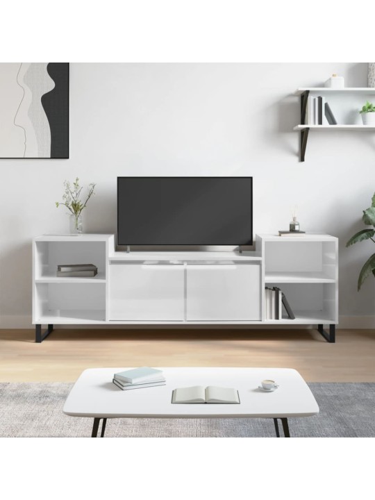 Tv skapītis, spīdīgi balts, 160x35x55 cm, inženierijas koks