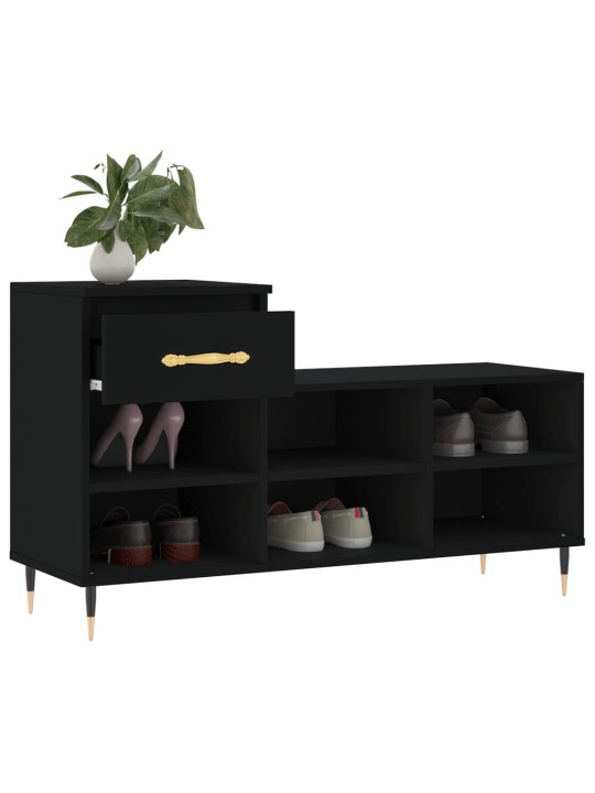 Apavu plaukts, melns, 102x36x60 cm, inženierijas koks