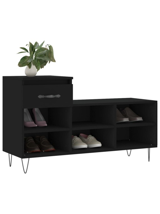 Apavu plaukts, melns, 102x36x60 cm, inženierijas koks