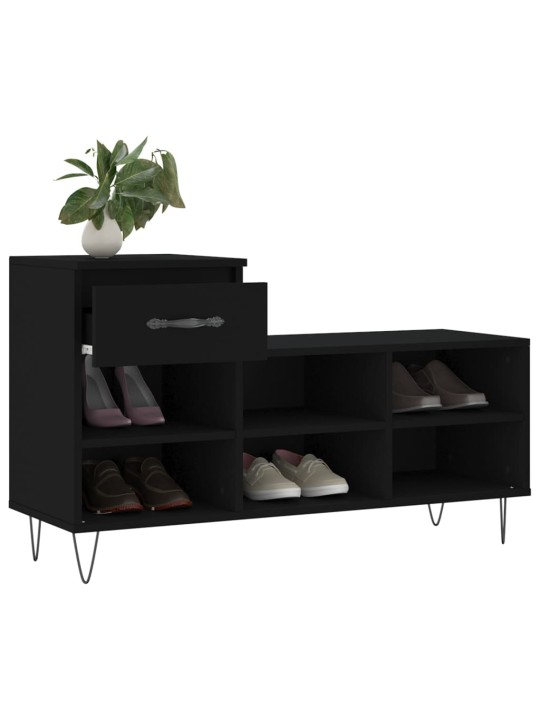 Apavu plaukts, melns, 102x36x60 cm, inženierijas koks