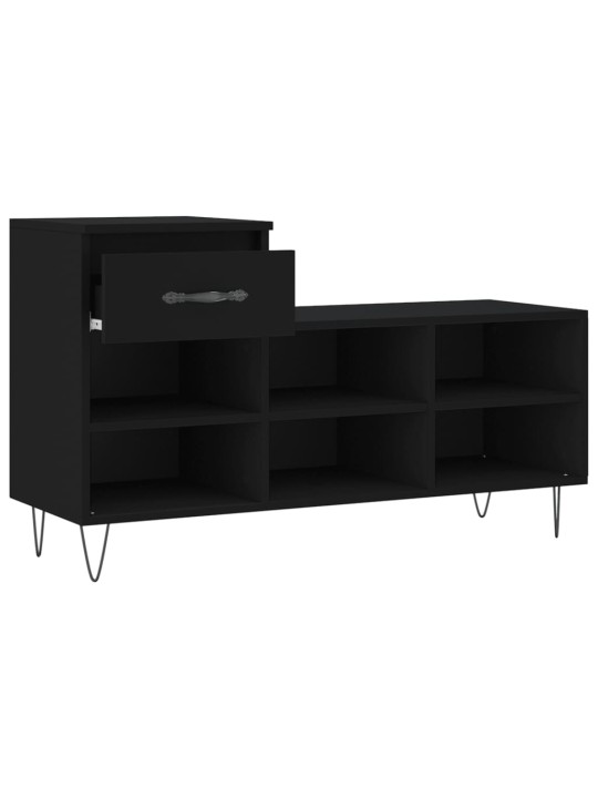 Apavu plaukts, melns, 102x36x60 cm, inženierijas koks