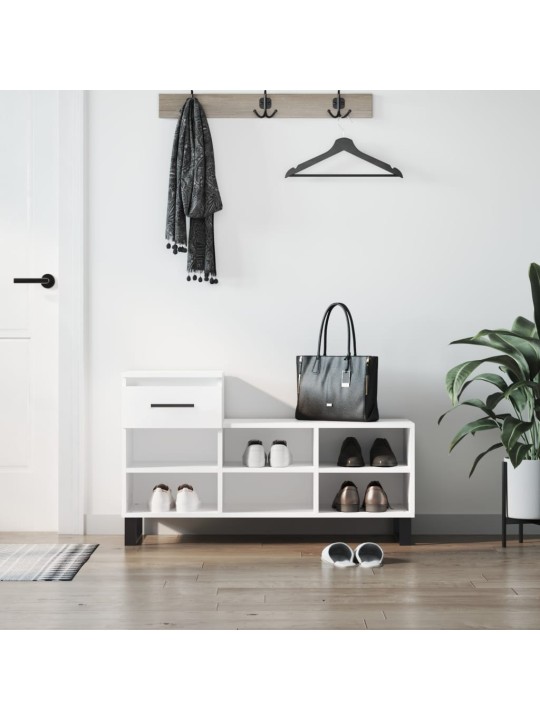 Apavu plaukts, balts, 102x36x60 cm, inženierijas koks