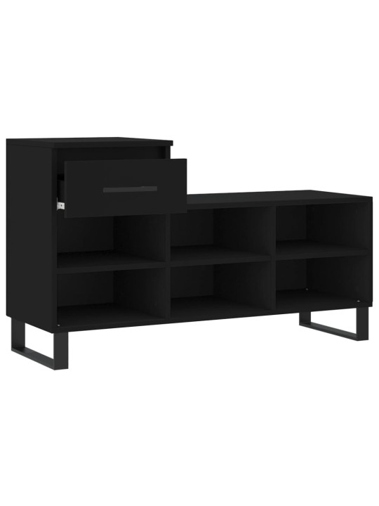 Apavu plaukts, melns, 102x36x60 cm, inženierijas koks