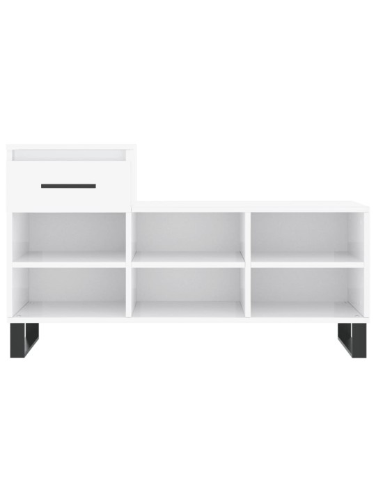 Apavu plaukts, spīdīgi balts, 102x36x60 cm, inženierijas koks