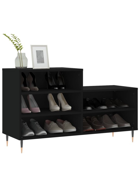 Apavu plaukts, melns, 102x36x60 cm, inženierijas koks