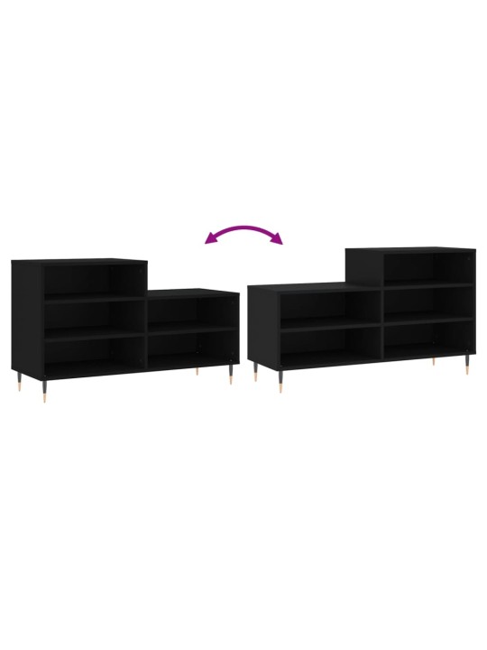 Apavu plaukts, melns, 102x36x60 cm, inženierijas koks