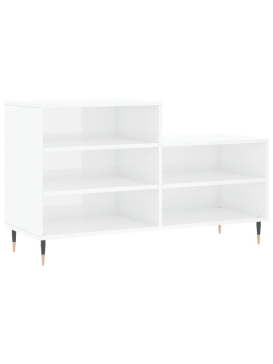 Apavu plaukts, spīdīgi balts, 102x36x60 cm, inženierijas koks