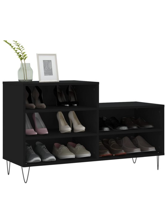 Apavu plaukts, melns, 102x36x60 cm, inženierijas koks