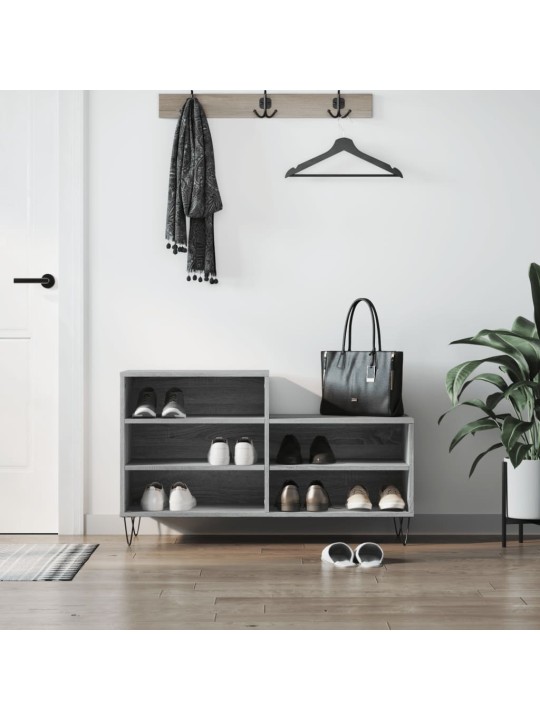 Apavu plaukts, pelēcīga ozolkoka,102x36x60cm, inženierijas koks