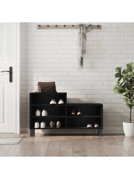 Apavu plaukts, melns, 102x36x60 cm, inženierijas koks
