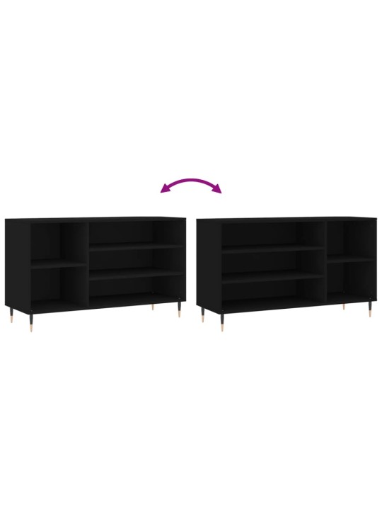 Apavu plaukts, melns, 102x36x60 cm, inženierijas koks