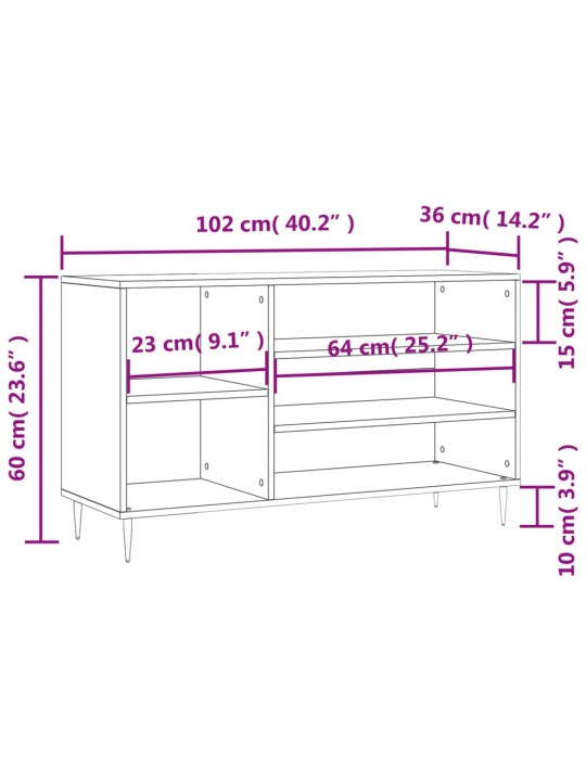 Apavu plaukts, melns, 102x36x60 cm, inženierijas koks