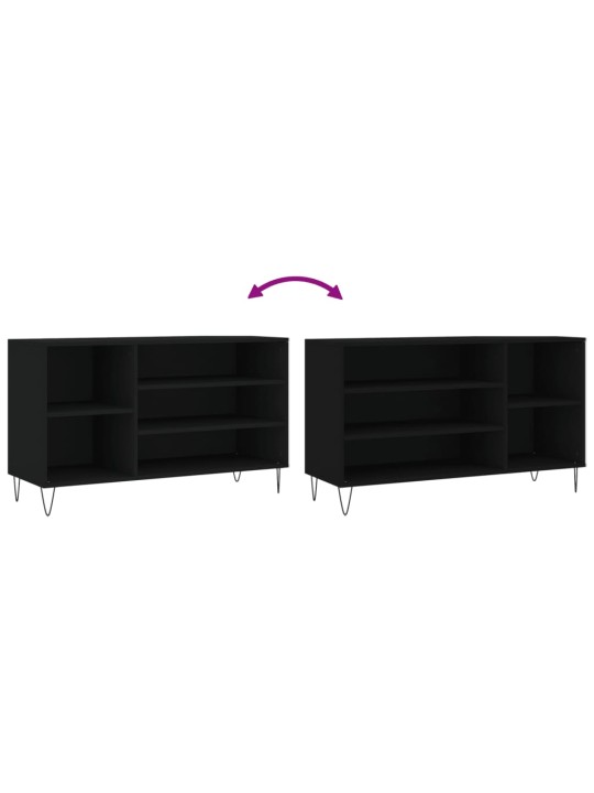 Apavu plaukts, melns, 102x36x60 cm, inženierijas koks