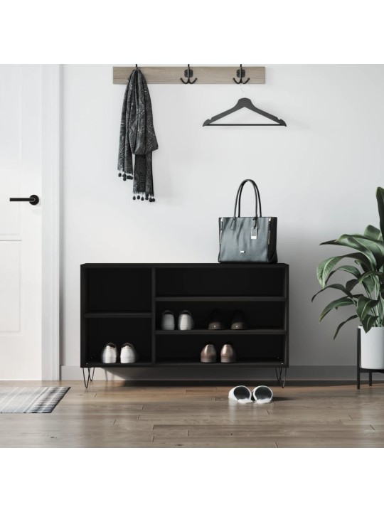 Apavu plaukts, melns, 102x36x60 cm, inženierijas koks