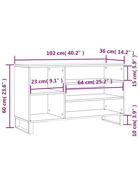 Apavu plaukts, melns, 102x36x60 cm, inženierijas koks