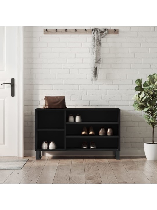 Apavu plaukts, melns, 102x36x60 cm, inženierijas koks