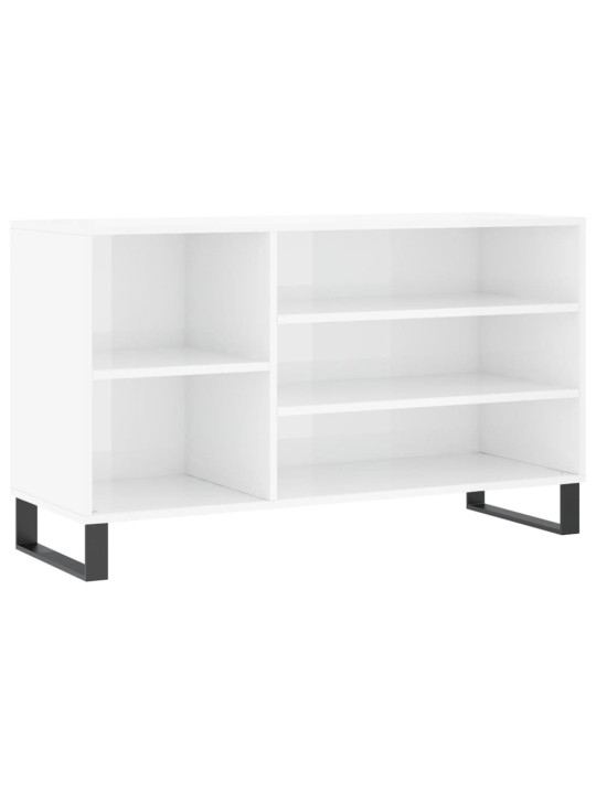 Apavu plaukts, spīdīgi balts, 102x36x60 cm, inženierijas koks