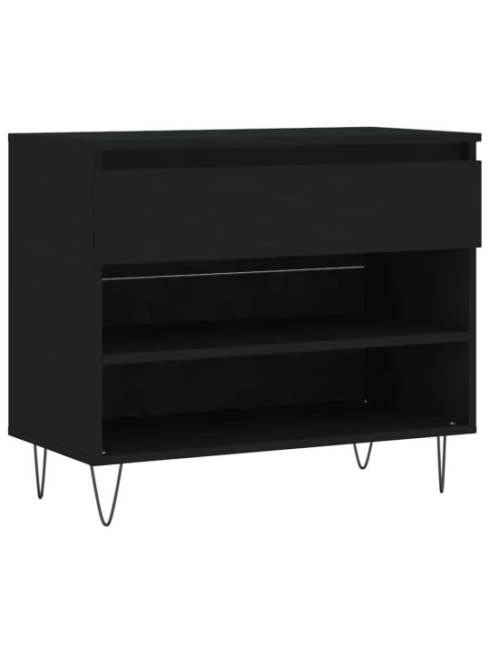 Apavu plaukts, melns, 70x36x60 cm, inženierijas koks