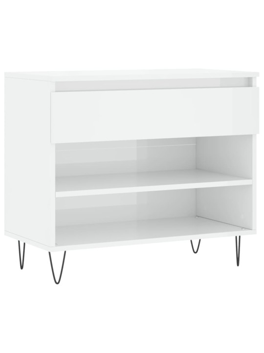 Apavu plaukts, spīdīgi balts, 70x36x60 cm, inženierijas koks