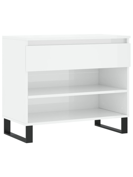 Apavu plaukts, spīdīgi balts, 70x36x60 cm, inženierijas koks