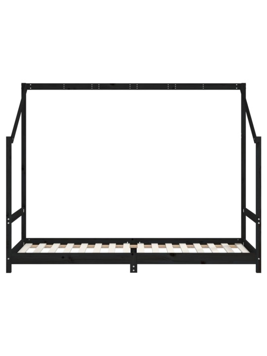 Bērnu gultas rāmis, melns, 2x(80x200) cm, priedes masīvkoks