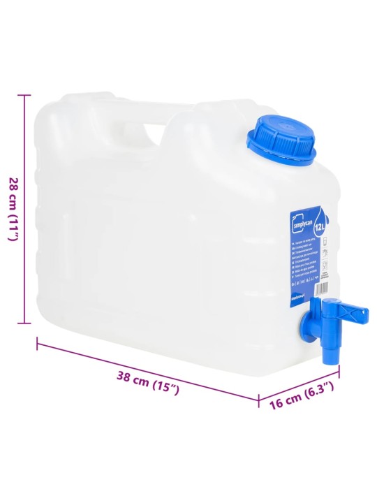 Ūdens tvertne ar krānu, caurspīdīga, 10 l, plastmasa