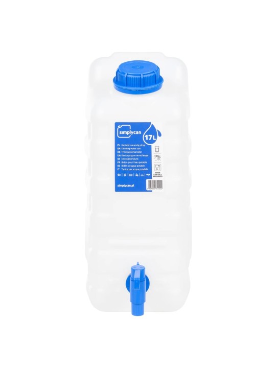 Ūdens tvertne ar krānu, caurspīdīga, 15 l, plastmasa