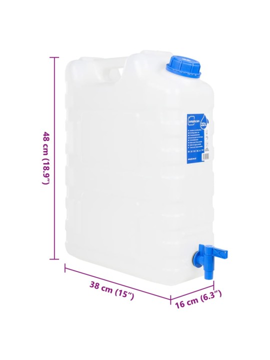 Ūdens tvertne ar krānu, caurspīdīga, 20 l, plastmasa