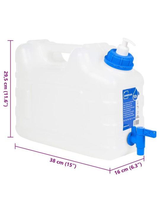 Ūdens tvertne ar krānu un ziepju dozatoru, 10 l, plastmasa