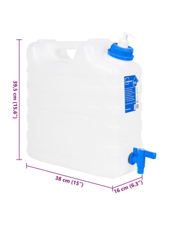Ūdens tvertne ar krānu un ziepju dozatoru, 15 l, plastmasa