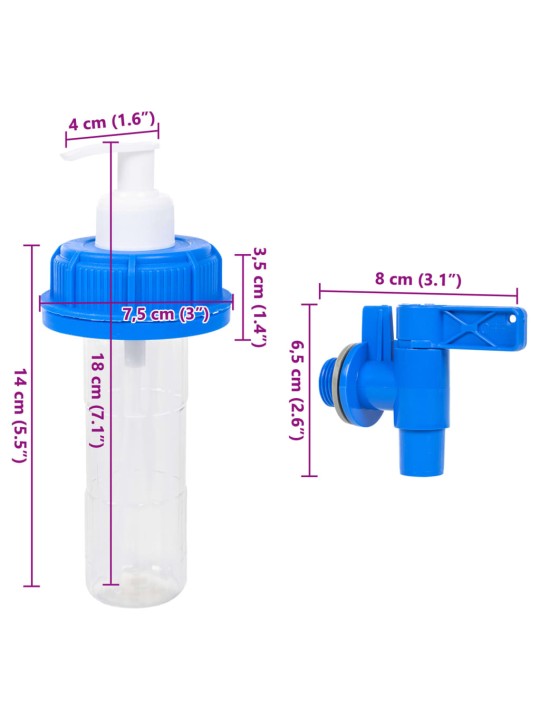 Ūdens tvertne ar krānu un ziepju dozatoru, 15 l, plastmasa