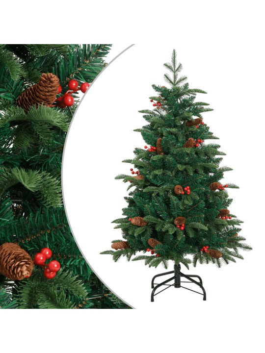 Mākslīgā Ziemassvētku egle ar čiekuriem un ogām, 120 cm