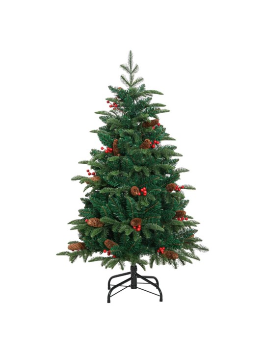 Mākslīgā Ziemassvētku egle ar čiekuriem un ogām, 120 cm