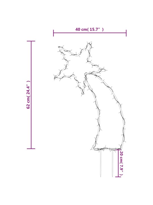 Ziemassvētku gaismas dekors, zvaigzne, 80 led, 62 cm