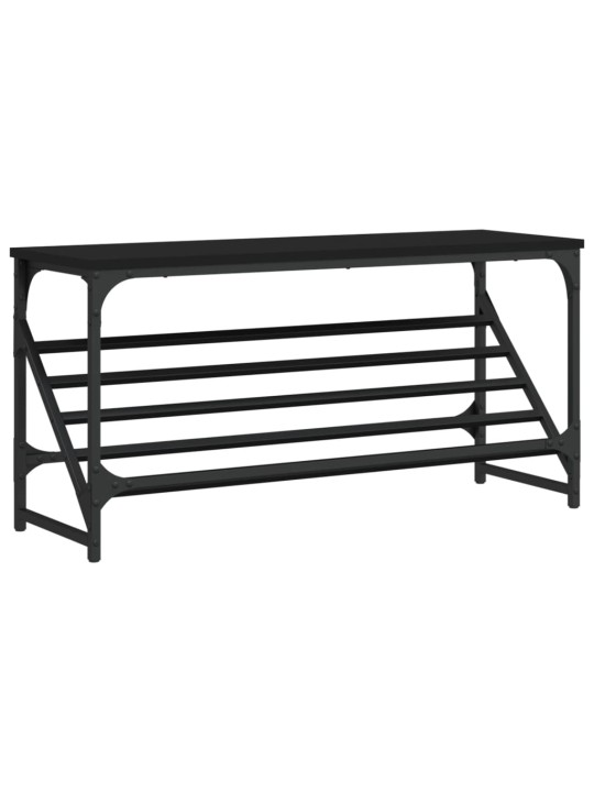 Apavu plaukts, melns, 90x30x45 cm, inženierijas koks