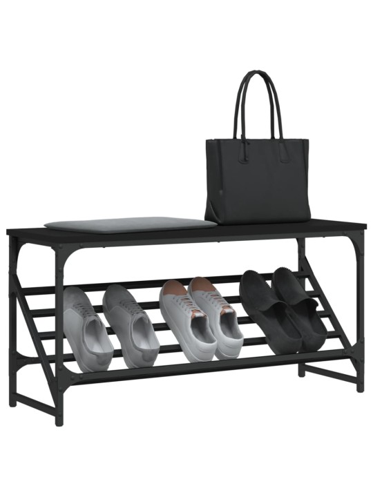 Apavu plaukts, melns, 90x30x45 cm, inženierijas koks