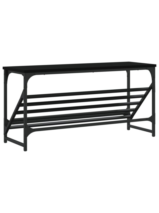 Apavu plaukts, melns, 90x30x45 cm, inženierijas koks