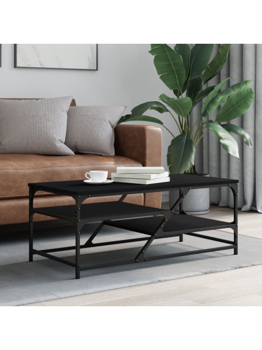 Kafijas galdiņš, melns, 100x49x40 cm, inženierijas koks
