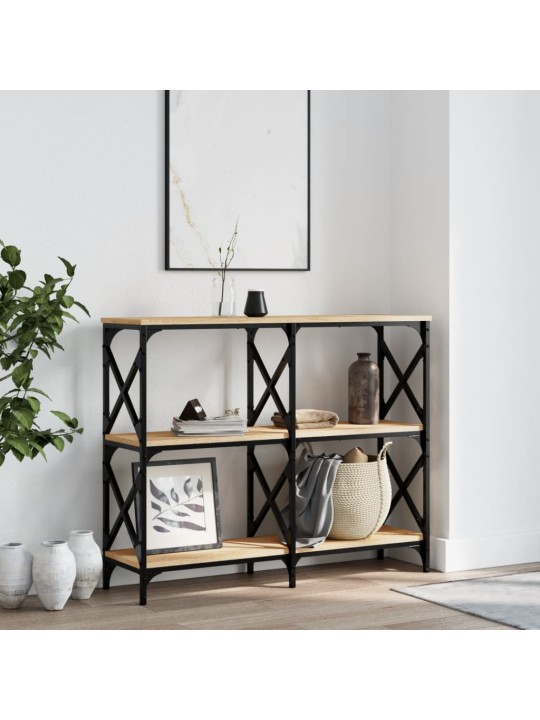 Konsoles galdiņš, koka krāsa, 100x28x80,5 cm, inženierijas koks
