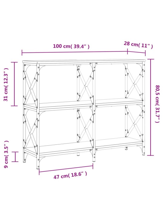 Konsoles galdiņš, ozolkoka, 100x28x80,5 cm, inženierijas koks