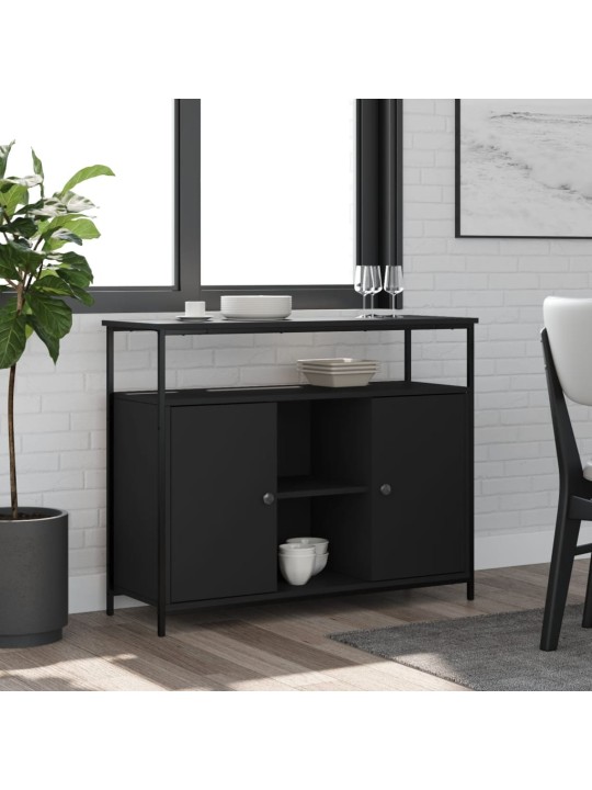Kumode, melna, 100x35x80 cm, inženierijas koks