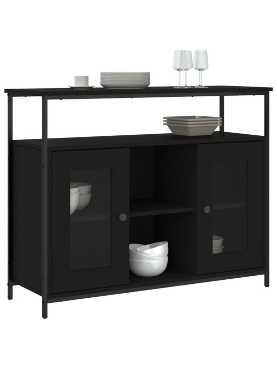 Kumode, melna, 100x35x80 cm, inženierijas koks