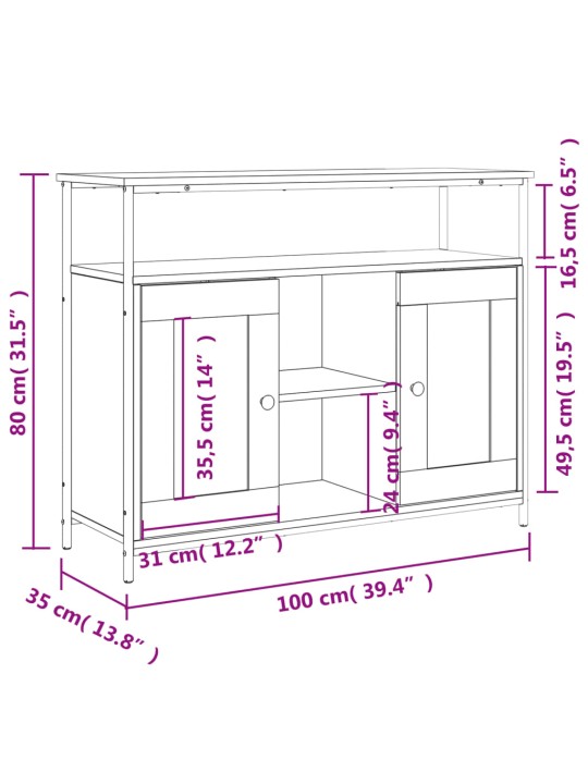 Kumode, melna, 100x35x80 cm, inženierijas koks