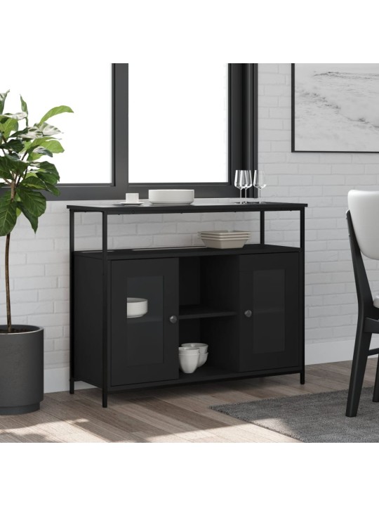 Kumode, melna, 100x35x80 cm, inženierijas koks