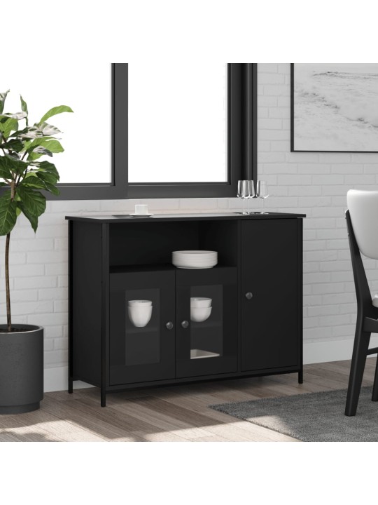 Kumode, melna, 100x35x75 cm, inženierijas koks
