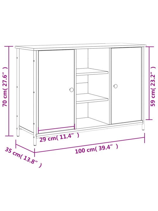 Kumode, melna, 100x35x70 cm, inženierijas koks