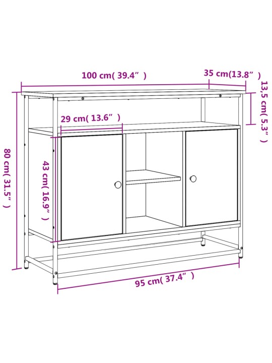 Kumode, ozolkoka krāsa, 100x35x80 cm, inženierijas koks