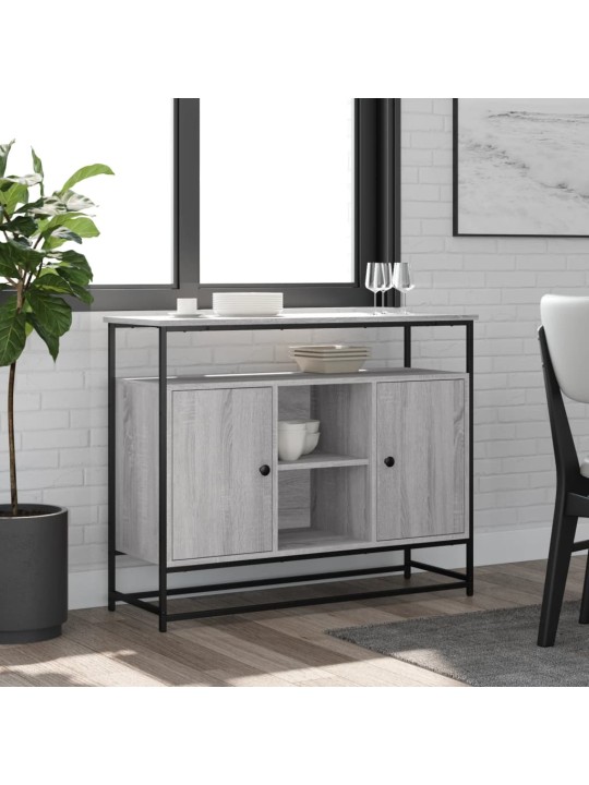Kumode, pelēka ozolkoka, 100x35x80 cm, inženierijas koks