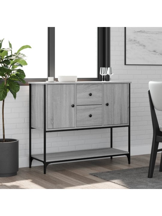 Kumode, pelēka ozola krāsa, 100x36x85 cm, inženierijas koks
