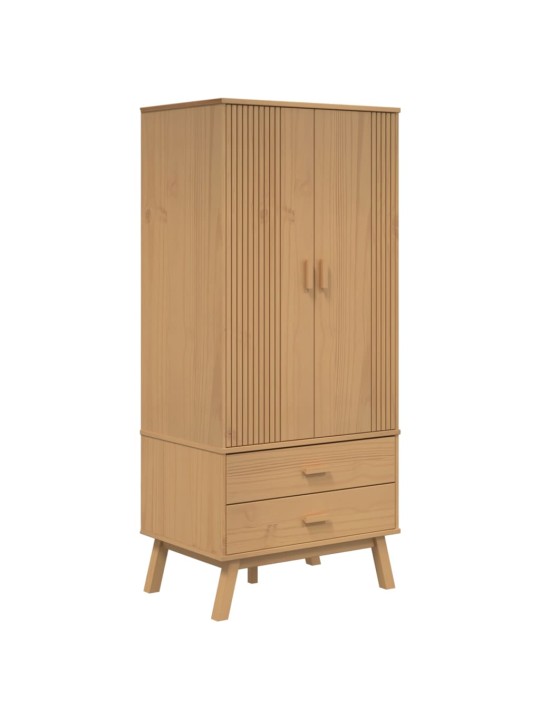 Skapis olden, 76,5x53x172 cm, brūns, priedes masīvkoks
